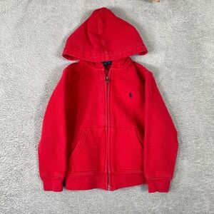 Polo Ralph Lauren Zip Up Hoodie Kids 4T Red Pony Logo Classic Preppy Casual
